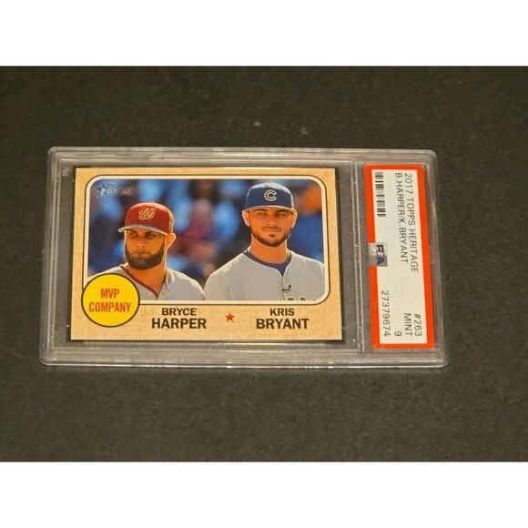 PSA Graded With A 9 Topps Heritage 2017 B.Harper/K.Bryant MVP Company Card... - Picture 2 of 3